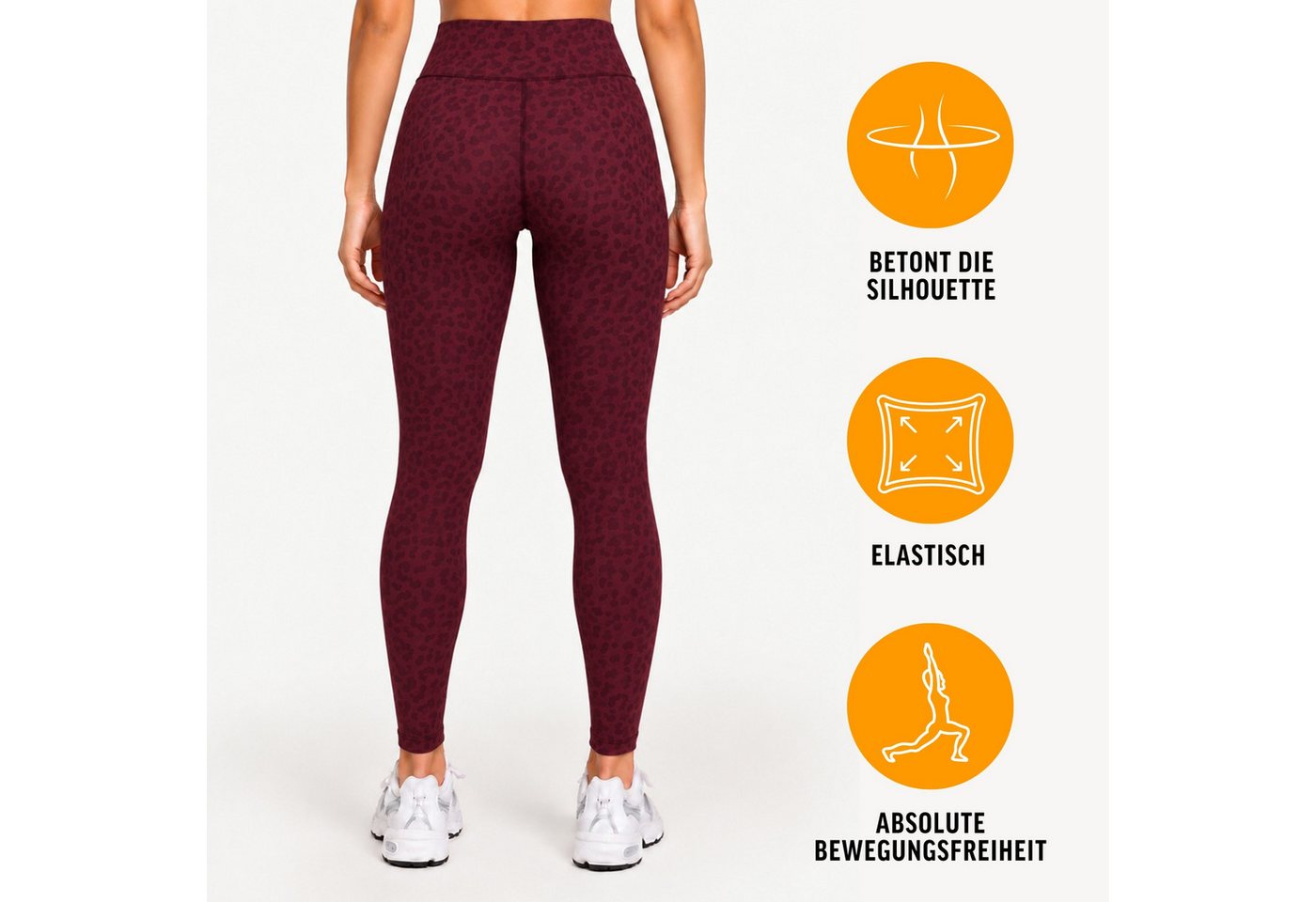 Smilodox Leggings Velvara, Leo-Muster, High Waist Sporthose, für Gym & Yoga 4-Wege-Stretch, blickdicht, schnelltrocknend, Kontur-Nähte – Bild 2 von 5