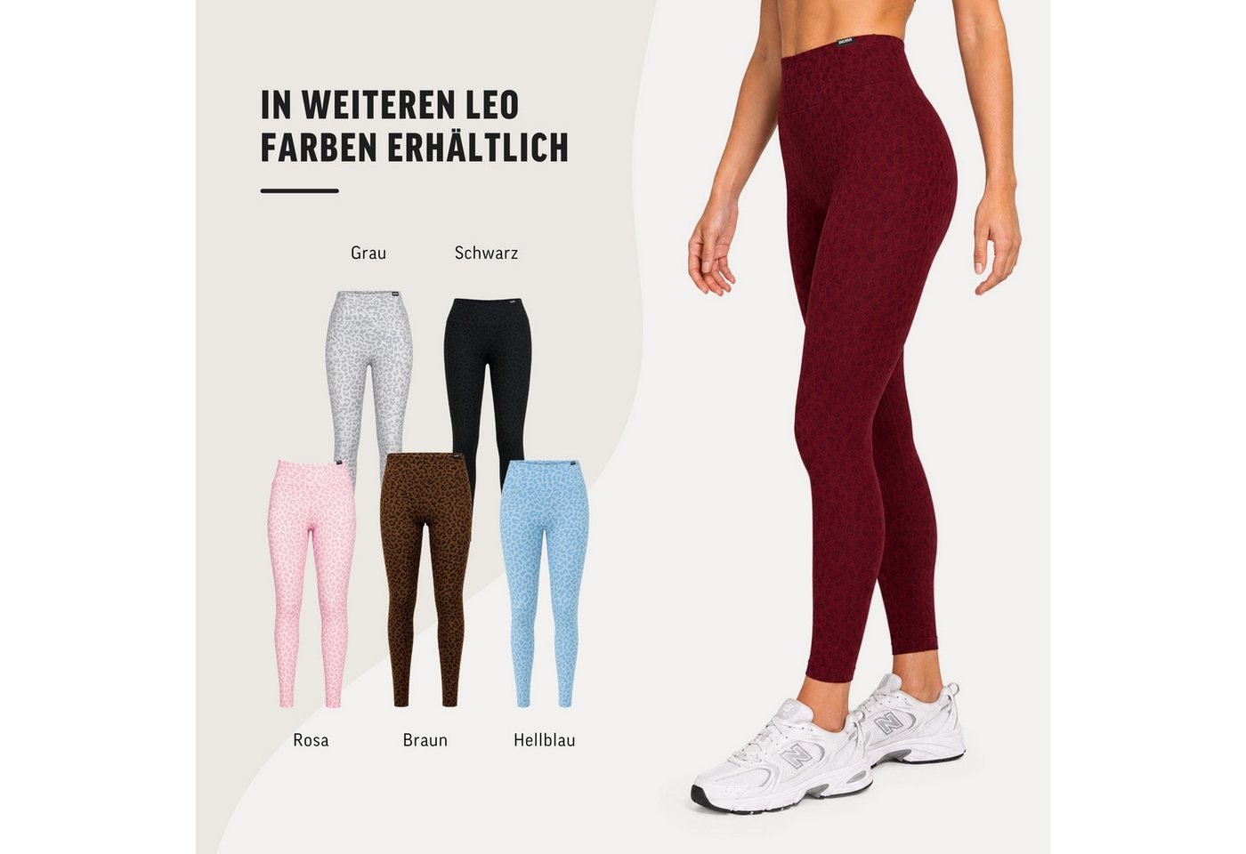 Smilodox Leggings Velvara, Leo-Muster, High Waist Sporthose, für Gym & Yoga 4-Wege-Stretch, blickdicht, schnelltrocknend, Kontur-Nähte – Bild 4 von 5