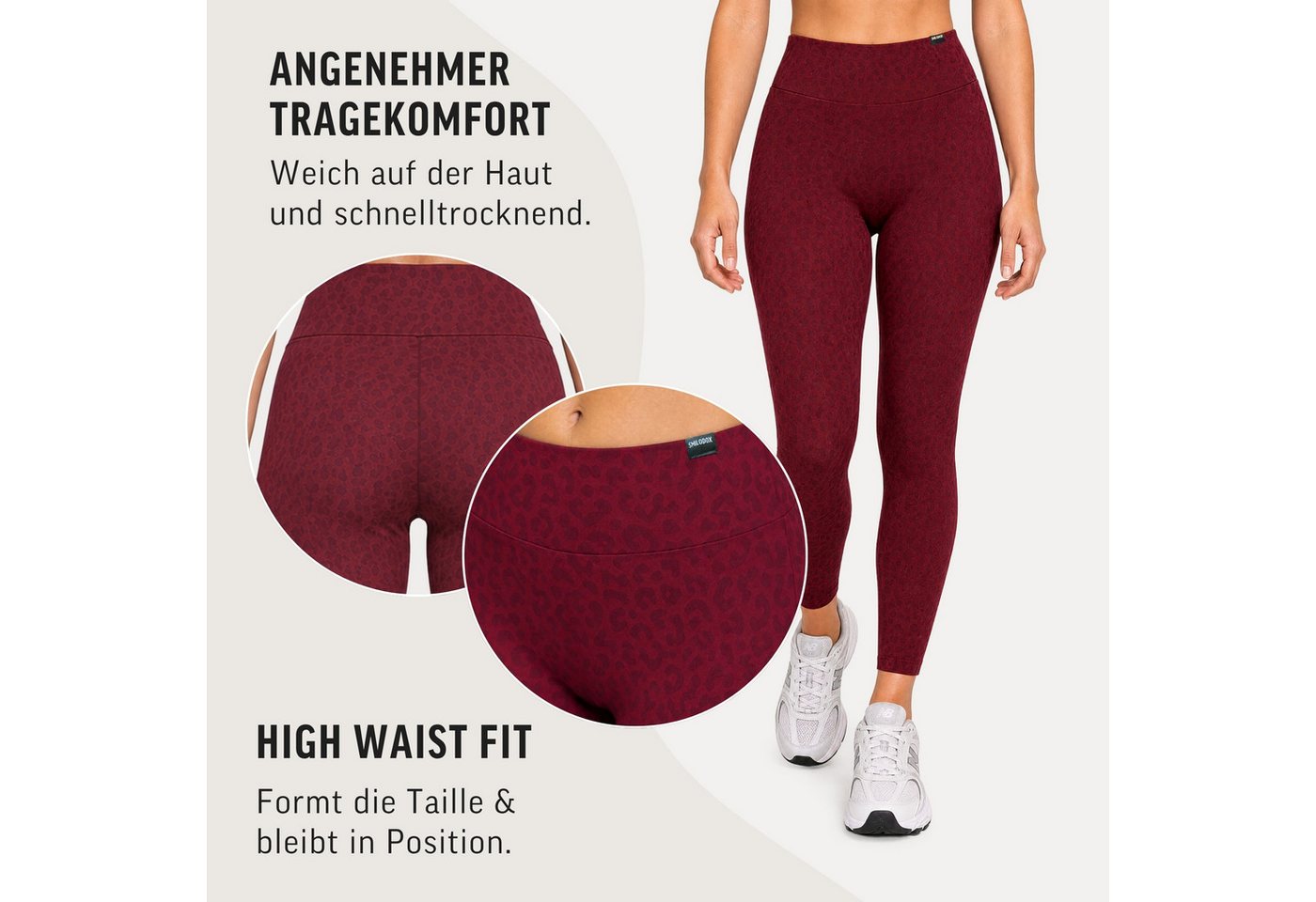 Smilodox Leggings Velvara, Leo-Muster, High Waist Sporthose, für Gym & Yoga 4-Wege-Stretch, blickdicht, schnelltrocknend, Kontur-Nähte – Bild 5 von 5