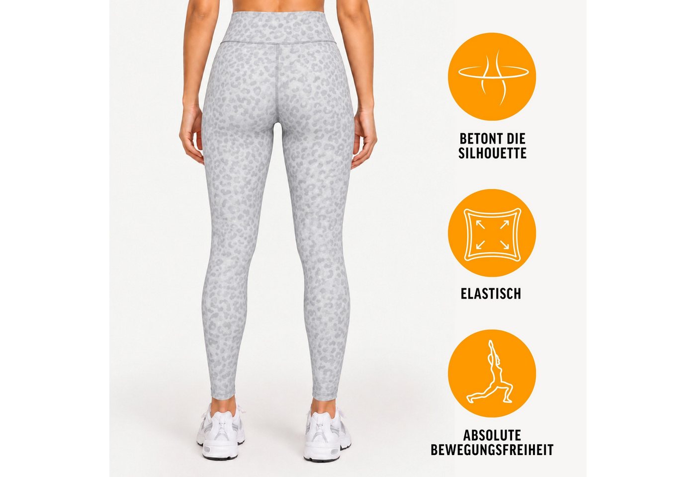 Smilodox Leggings Velvara, Leo-Muster, High Waist Sporthose, für Gym & Yoga 4-Wege-Stretch, blickdicht, schnelltrocknend, Kontur-Nähte – Bild 2 von 5