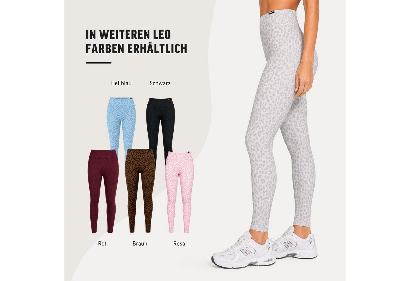 Smilodox Leggings Velvara, Leo-Muster, High Waist Sporthose, für Gym & Yoga 4-Wege-Stretch, blickdicht, schnelltrocknend, Kontur-Nähte – Bild 4 von 5