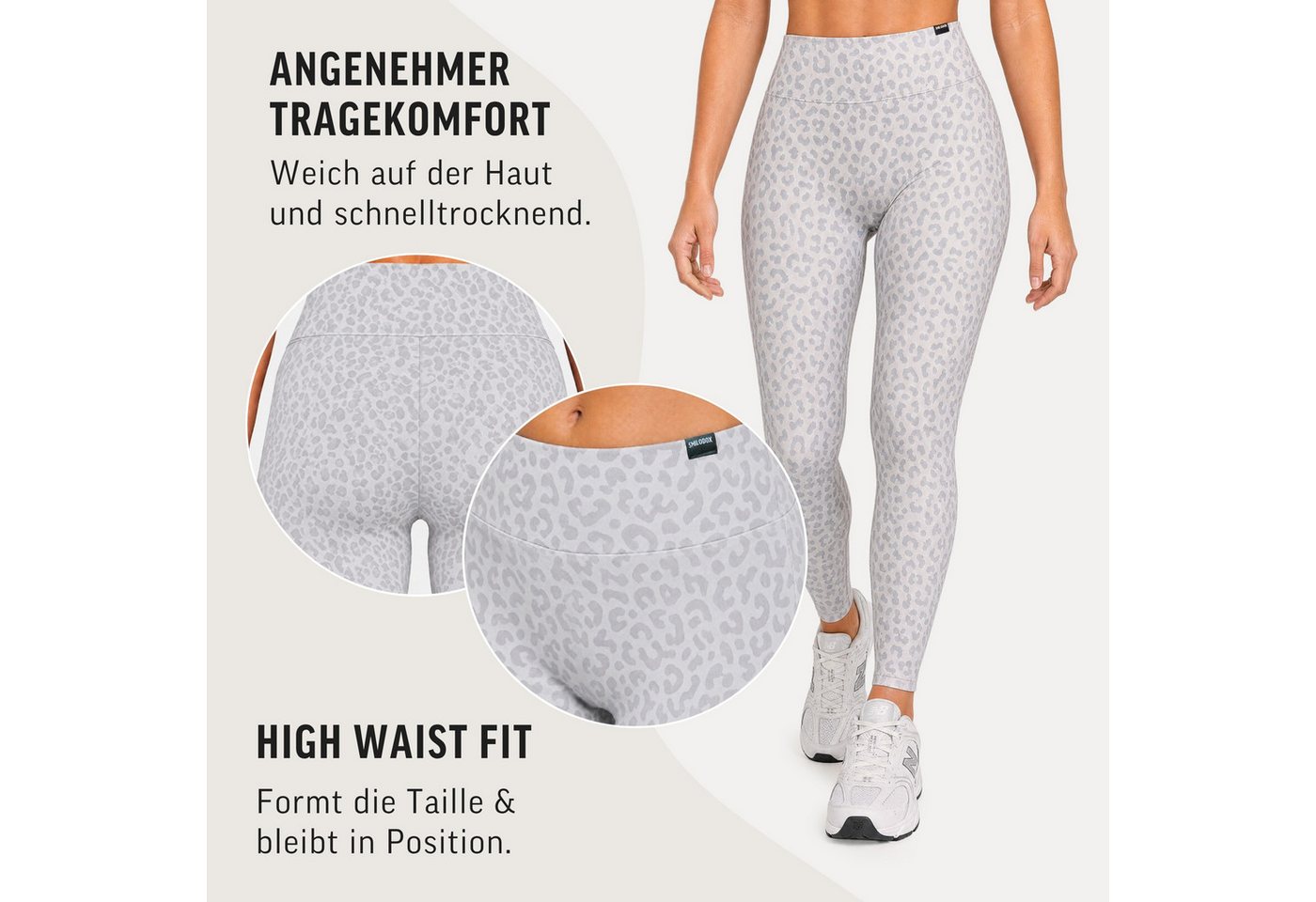 Smilodox Leggings Velvara, Leo-Muster, High Waist Sporthose, für Gym & Yoga 4-Wege-Stretch, blickdicht, schnelltrocknend, Kontur-Nähte – Bild 5 von 5