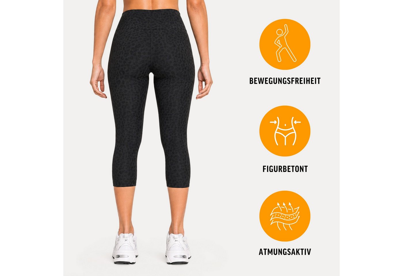 Smilodox Leggings Velvara, Capri Hose mit Leo-Muster, High Waist, für Gym & Laufen Leo-Print, 4-Wege-Stretch, blickdicht, schnelltrocknend – Bild 2 von 5