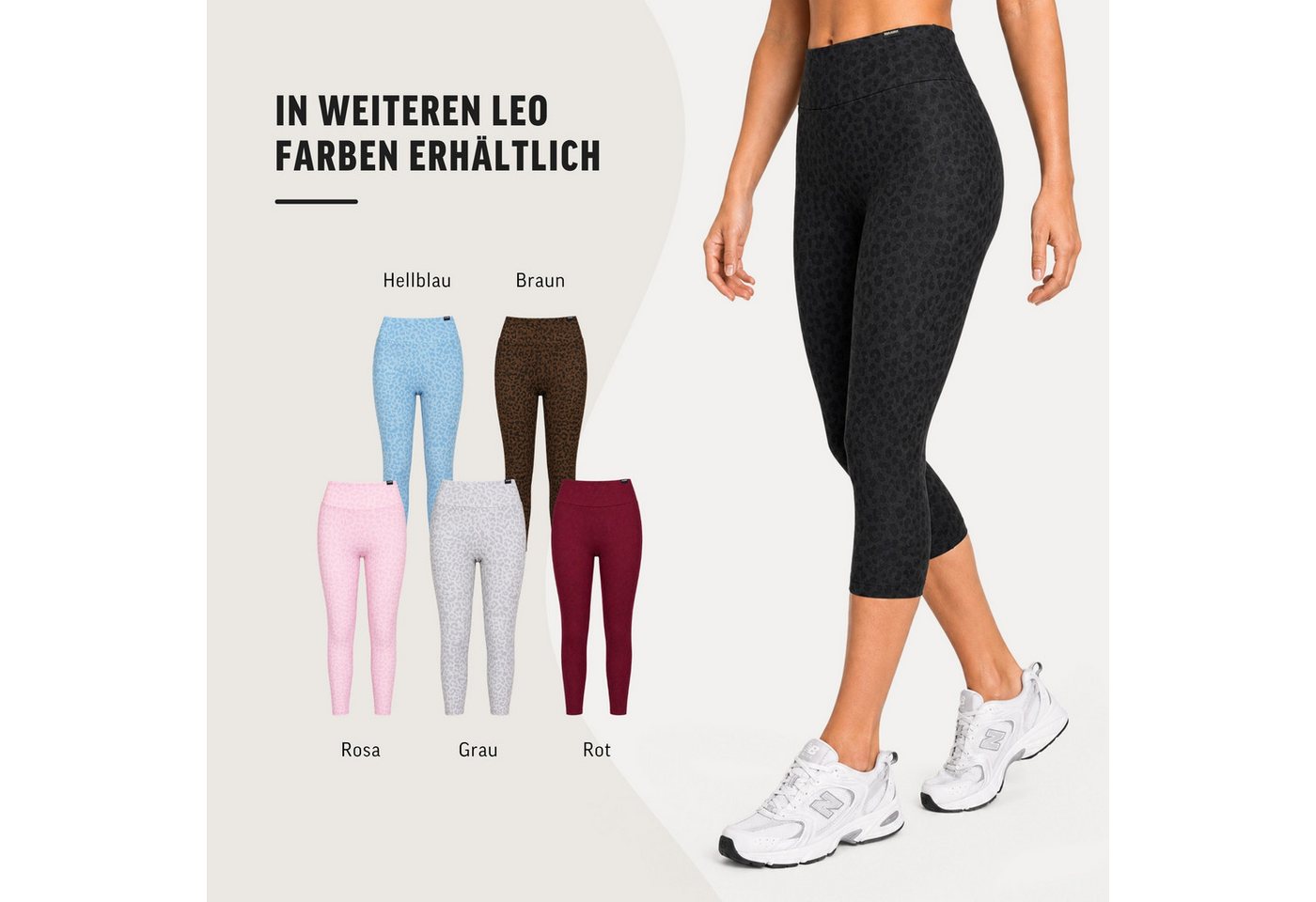 Smilodox Leggings Velvara, Capri Hose mit Leo-Muster, High Waist, für Gym & Laufen Leo-Print, 4-Wege-Stretch, blickdicht, schnelltrocknend – Bild 4 von 5