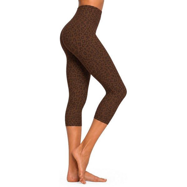 Smilodox Leggings Velvara, Capri Hose mit Leo-Muster, High Waist, für Gym & Laufen Leo-Print, 4-Wege-Stretch, blickdicht, schnelltrocknend