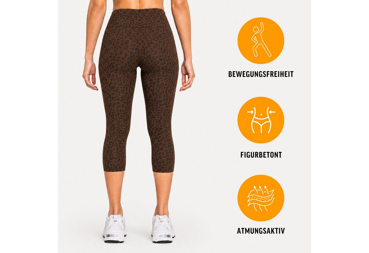 Smilodox Leggings Velvara, Capri Hose mit Leo-Muster, High Waist, für Gym & Laufen Leo-Print, 4-Wege-Stretch, blickdicht, schnelltrocknend – Bild 2 von 5
