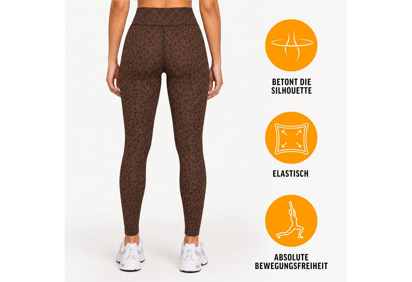Smilodox Leggings Velvara, Leo-Muster, High Waist Sporthose, für Gym & Yoga 4-Wege-Stretch, blickdicht, schnelltrocknend, Kontur-Nähte – Bild 2 von 5