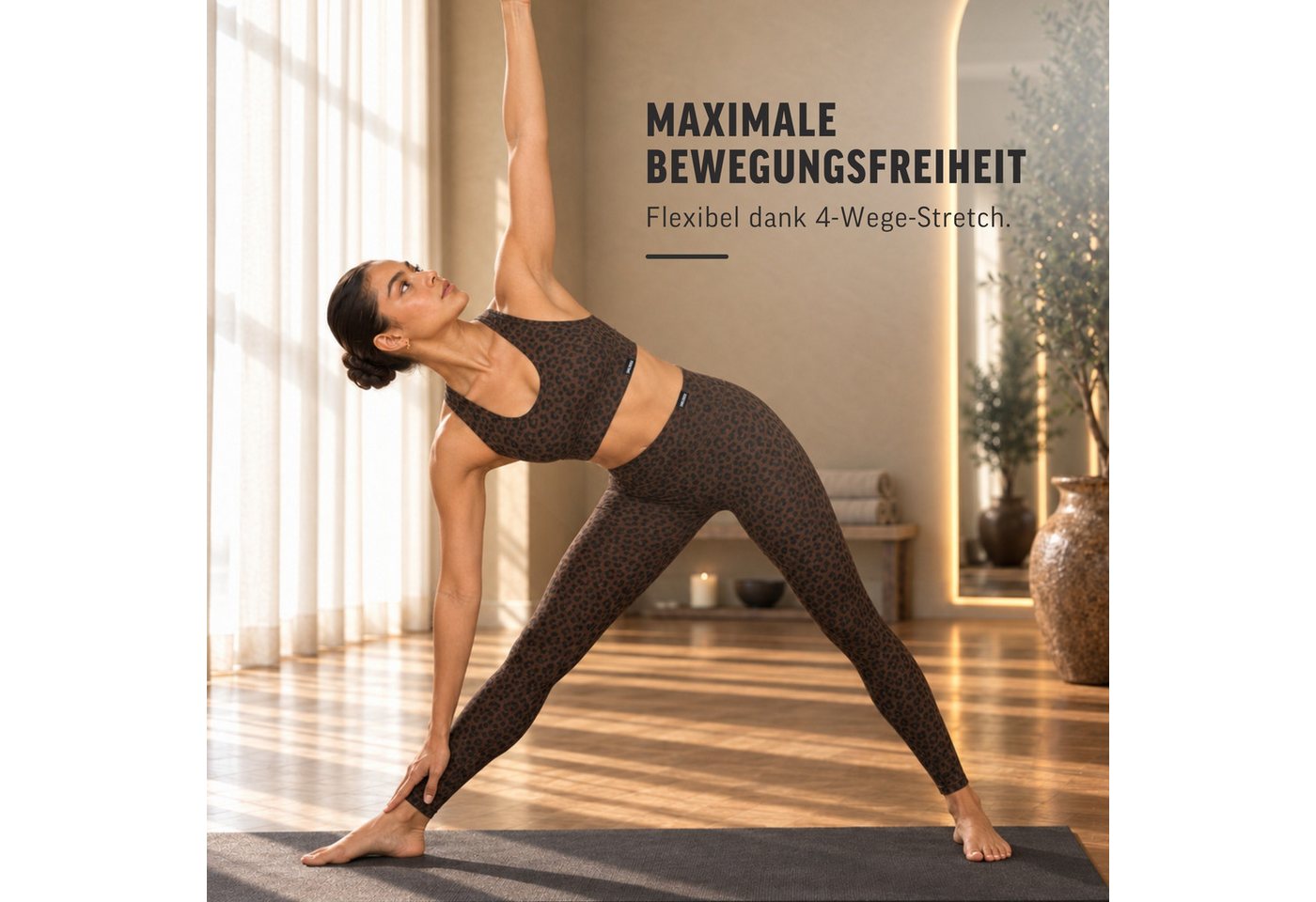 Smilodox Leggings Velvara, Leo-Muster, High Waist Sporthose, für Gym & Yoga 4-Wege-Stretch, blickdicht, schnelltrocknend, Kontur-Nähte – Bild 3 von 5