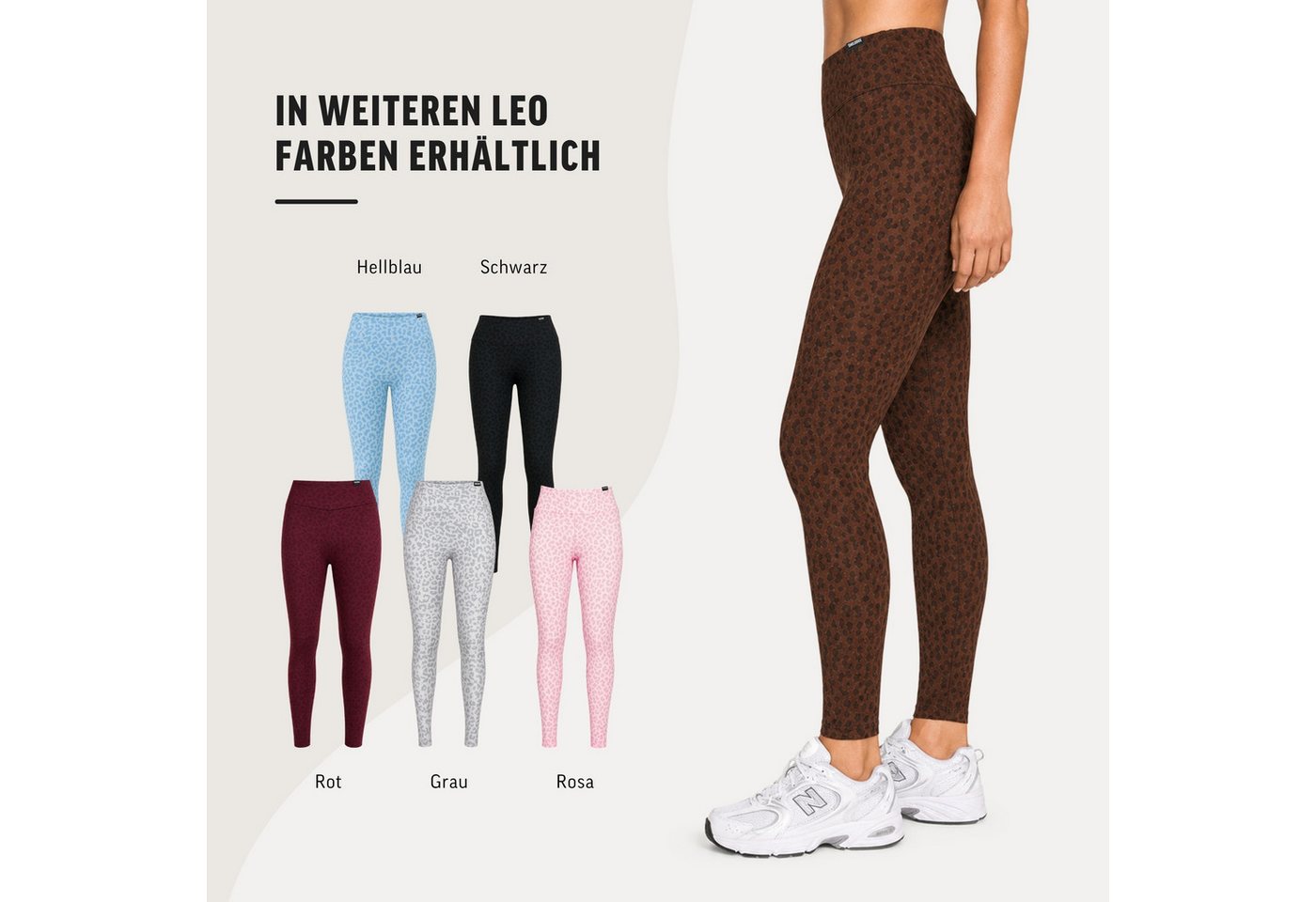 Smilodox Leggings Velvara, Leo-Muster, High Waist Sporthose, für Gym & Yoga 4-Wege-Stretch, blickdicht, schnelltrocknend, Kontur-Nähte – Bild 4 von 5