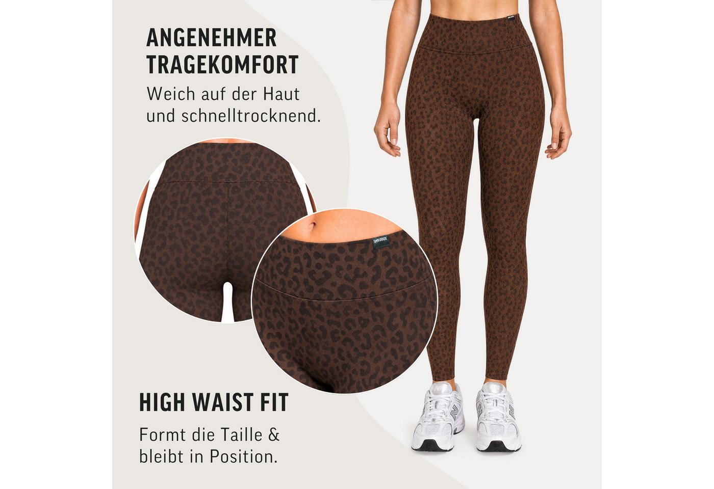 Smilodox Leggings Velvara, Leo-Muster, High Waist Sporthose, für Gym & Yoga 4-Wege-Stretch, blickdicht, schnelltrocknend, Kontur-Nähte – Bild 5 von 5