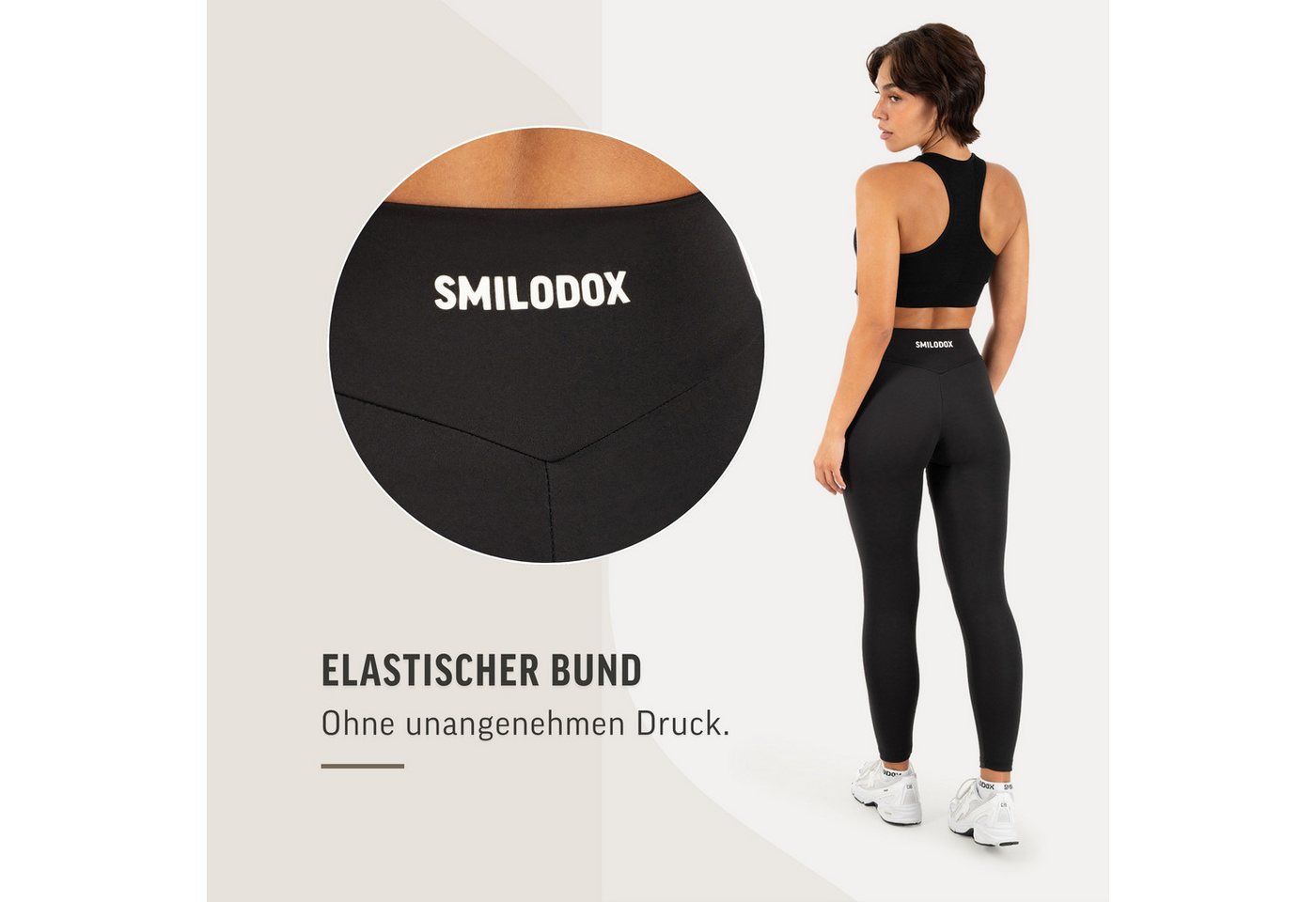 Smilodox Leggings Verusha, Sporthose, High Waist Gymhose, für Fitness & Yoga Shaped Fit, Stretch, langer Schnitt, elastischer Bund – Bild 5 von 5