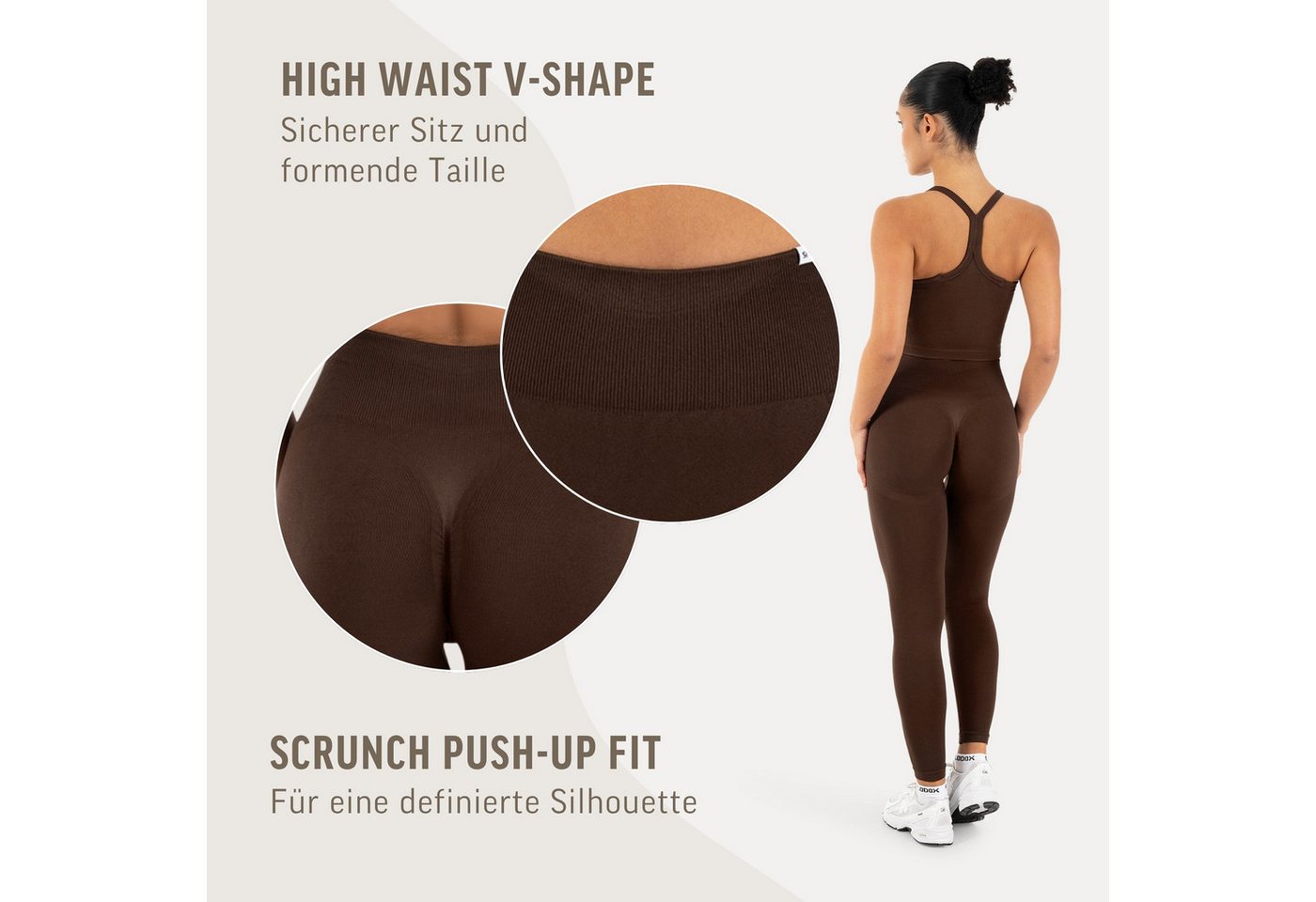 Smilodox Leggings Vonda, Scrunch Sporthose Damen, Shaped Fit, Seamless, Gym & Yoga V-Shape Bund, Seamless, Booty Shape, Push Effect, Squatproof – Bild 5 von 5