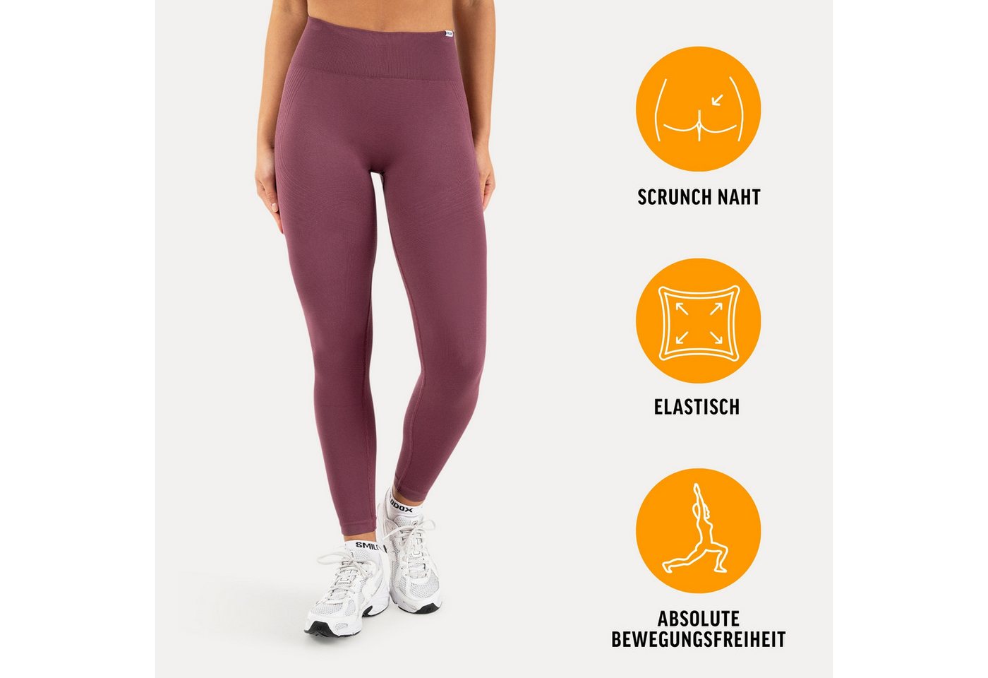 Smilodox Leggings Vonda, Scrunch Sporthose Damen, Shaped Fit, Seamless, Gym & Yoga V-Shape Bund, Seamless, Booty Shape, Push Effect, Squatproof – Bild 2 von 5