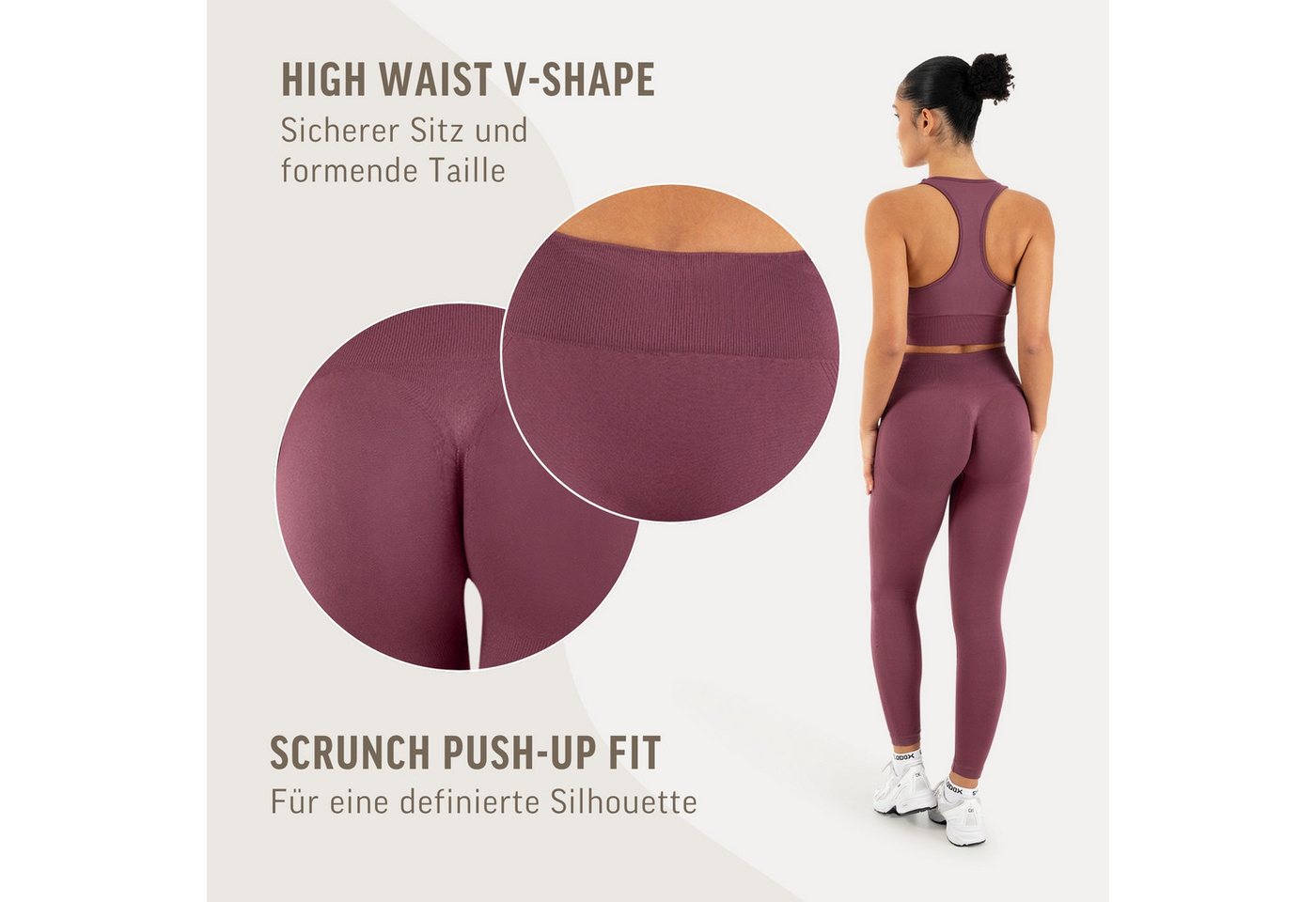 Smilodox Leggings Vonda, Scrunch Sporthose Damen, Shaped Fit, Seamless, Gym & Yoga V-Shape Bund, Seamless, Booty Shape, Push Effect, Squatproof – Bild 5 von 5