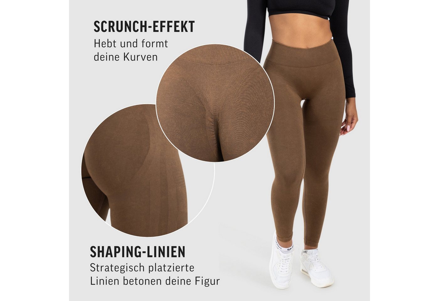 Smilodox Leggings Yune, Scrunch & Batik Optik mit Seamless Naht und Kontur, Fitness Hose elastisch, Blickdicht, komfortabel & stylisch, Gym Yoga Pilates – Bild 5 von 5