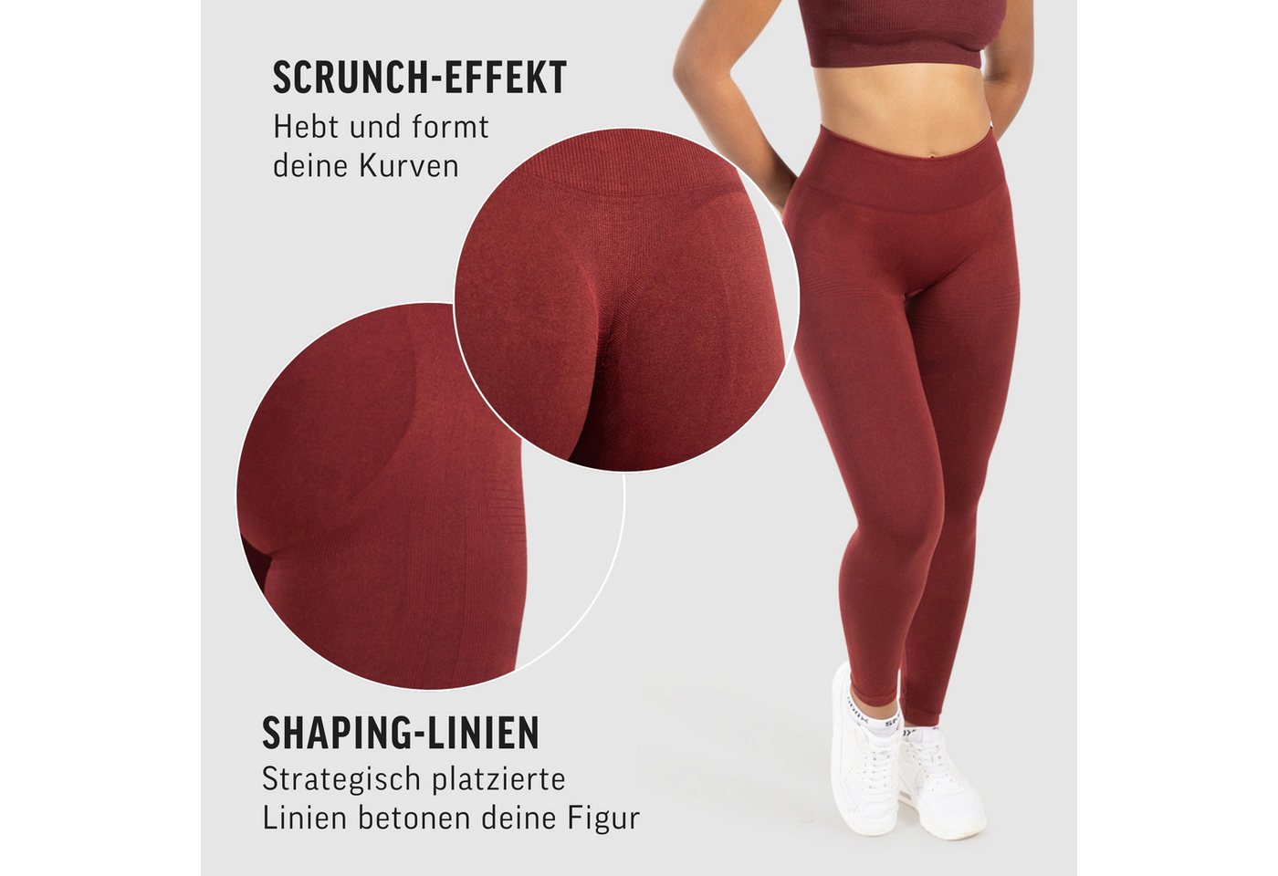 Smilodox Leggings Yune, Scrunch & Batik Optik mit Seamless Naht und Kontur, Fitness Hose elastisch, Blickdicht, komfortabel & stylisch, Gym Yoga Pilates – Bild 5 von 5