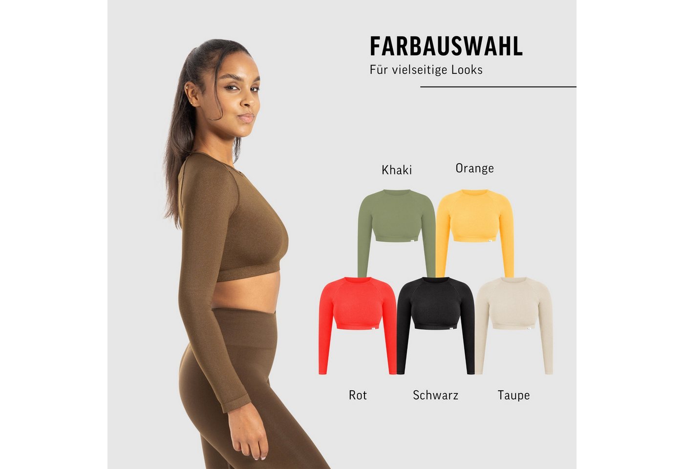 Smilodox Longsleeve Bethy, Seamless Cropped, elastisch & atmungsaktiv, kurzer Schnitt Bewegungsfreiheit, Trainingsshirt, strapazierfähig, Pilates Yoga Gym – Bild 4 von 5