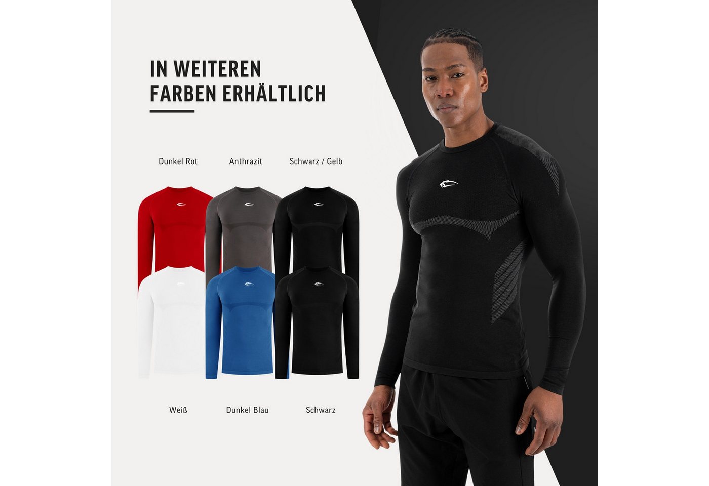 Smilodox Longsleeve Carnos, Compression Shirt Herren, Langarmshirt für Gym & Training Compression Fit, Seamless, atmungsaktiv, Body Mapping, Stretch – Bild 4 von 5