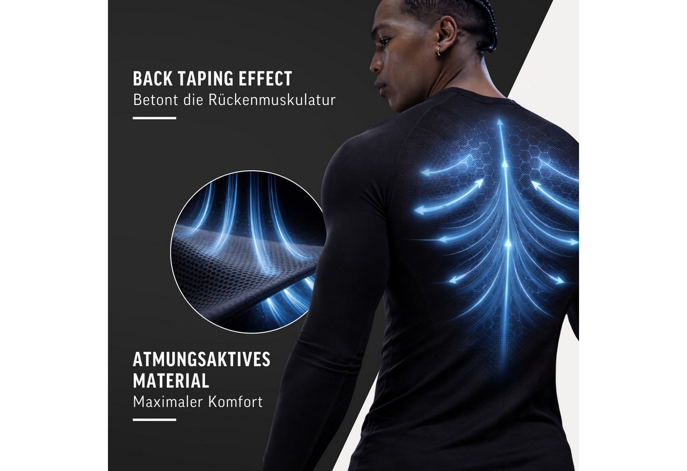 Smilodox Longsleeve Carnos, Compression Shirt Herren, Langarmshirt für Gym & Training Compression Fit, Seamless, atmungsaktiv, Body Mapping, Stretch – Bild 5 von 5