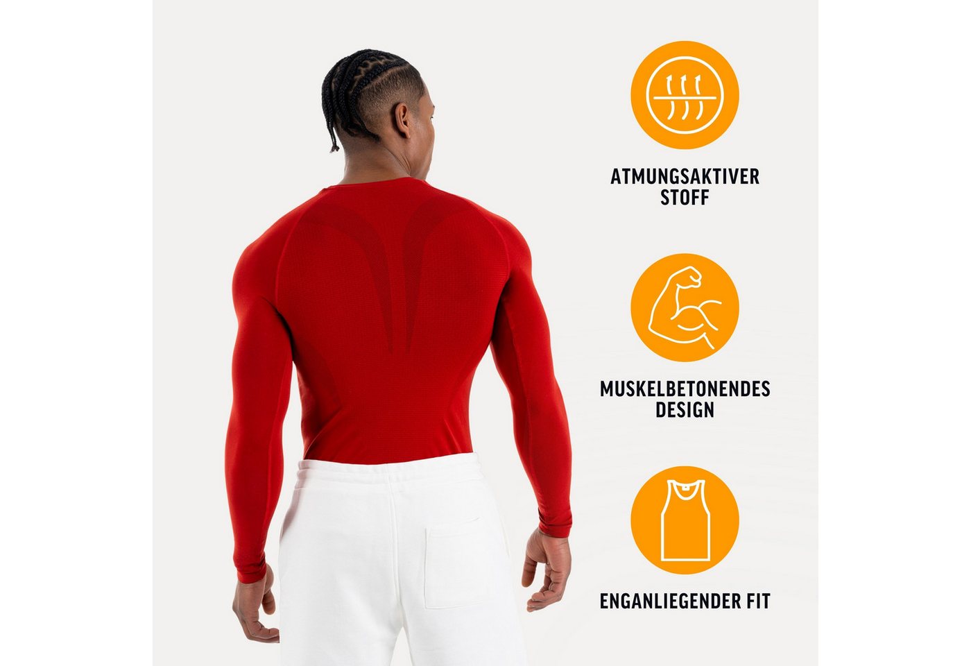 Smilodox Longsleeve Carnos, Compression Shirt Herren, Langarmshirt für Gym & Training Compression Fit, Seamless, atmungsaktiv, Body Mapping, Stretch – Bild 2 von 5