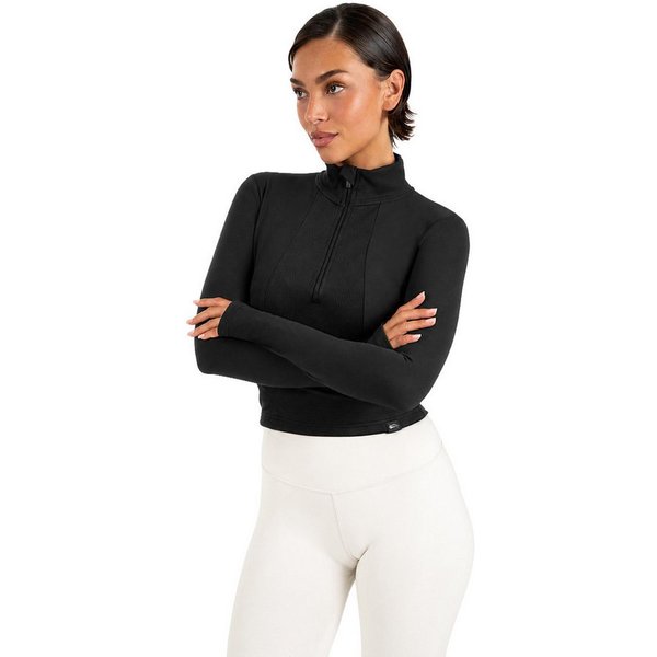 Smilodox Longsleeve Naveya Damen, Half Zip Sweatshirt, Slim Fit, für Gym, Training Half Zip, Stehkragen, Stretch Material, elastisch