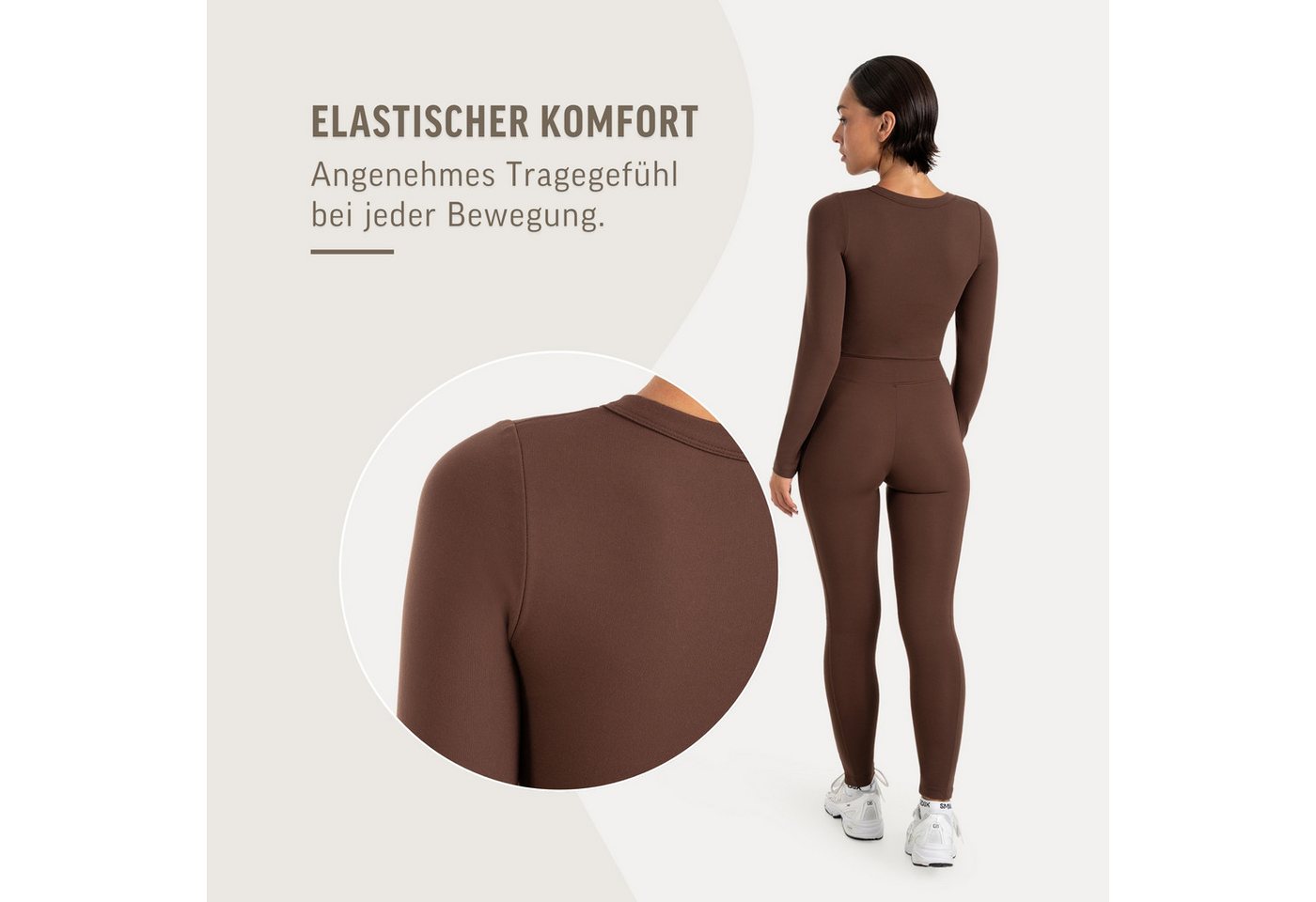 Smilodox Longsleeve Niora Damen, Crop Langarmshirt, Slim Fit, V-Ausschnitt Cropped Schnitt, V-Neck, Stretch, figurbetont, Performance – Bild 5 von 5