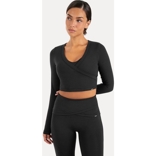 Smilodox Longsleeve Niora Damen, Crop Langarmshirt, Slim Fit, V-Ausschnitt Cropped Schnitt, V-Neck, Stretch, figurbetont, Performance