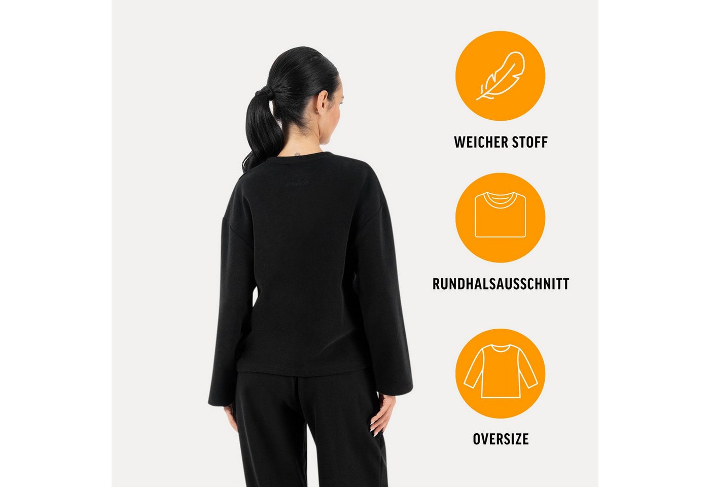 Smilodox Longsleeve Sirel, Langarmshirt Oversize Fit mit Rundhalsausschnitt, Sport Weiche Baumwolle, Lässige Silhouette, Rundhalsausschnitt, Alltag – Bild 2 von 5