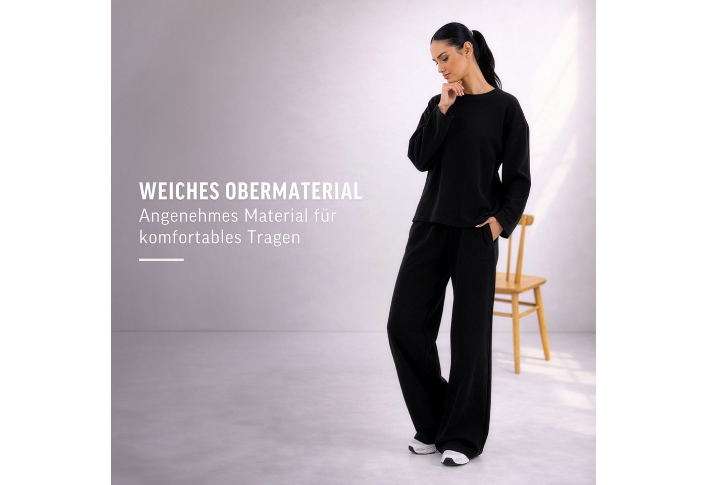 Smilodox Longsleeve Sirel, Langarmshirt Oversize Fit mit Rundhalsausschnitt, Sport Weiche Baumwolle, Lässige Silhouette, Rundhalsausschnitt, Alltag – Bild 3 von 5