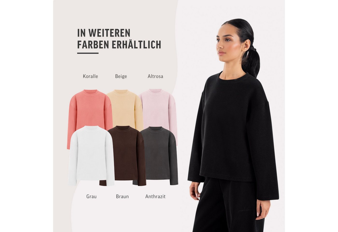 Smilodox Longsleeve Sirel, Langarmshirt Oversize Fit mit Rundhalsausschnitt, Sport Weiche Baumwolle, Lässige Silhouette, Rundhalsausschnitt, Alltag – Bild 4 von 5