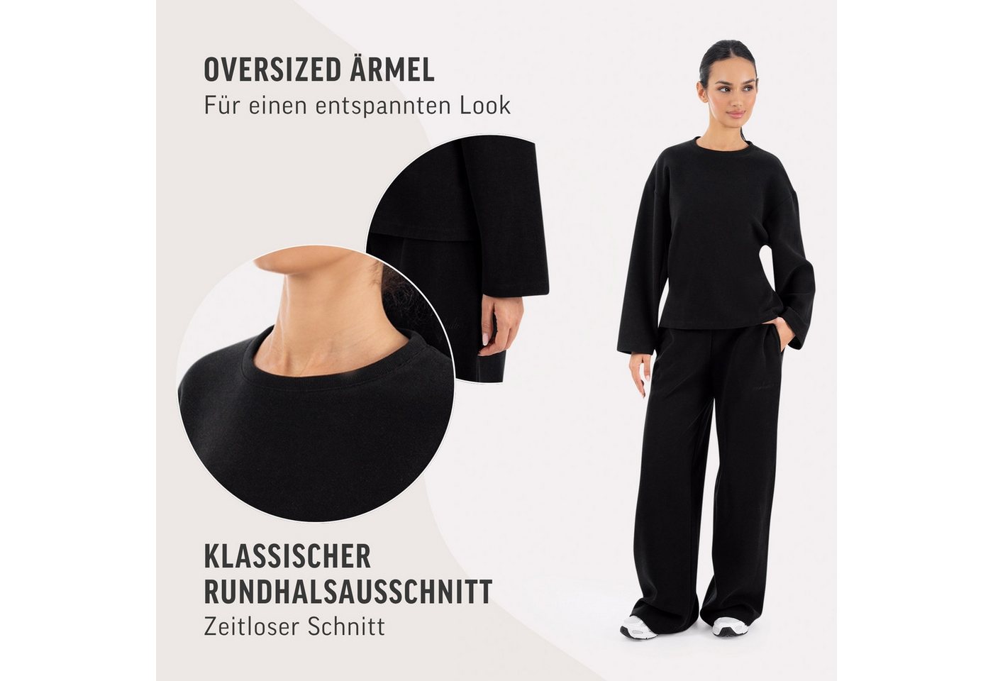 Smilodox Longsleeve Sirel, Langarmshirt Oversize Fit mit Rundhalsausschnitt, Sport Weiche Baumwolle, Lässige Silhouette, Rundhalsausschnitt, Alltag – Bild 5 von 5