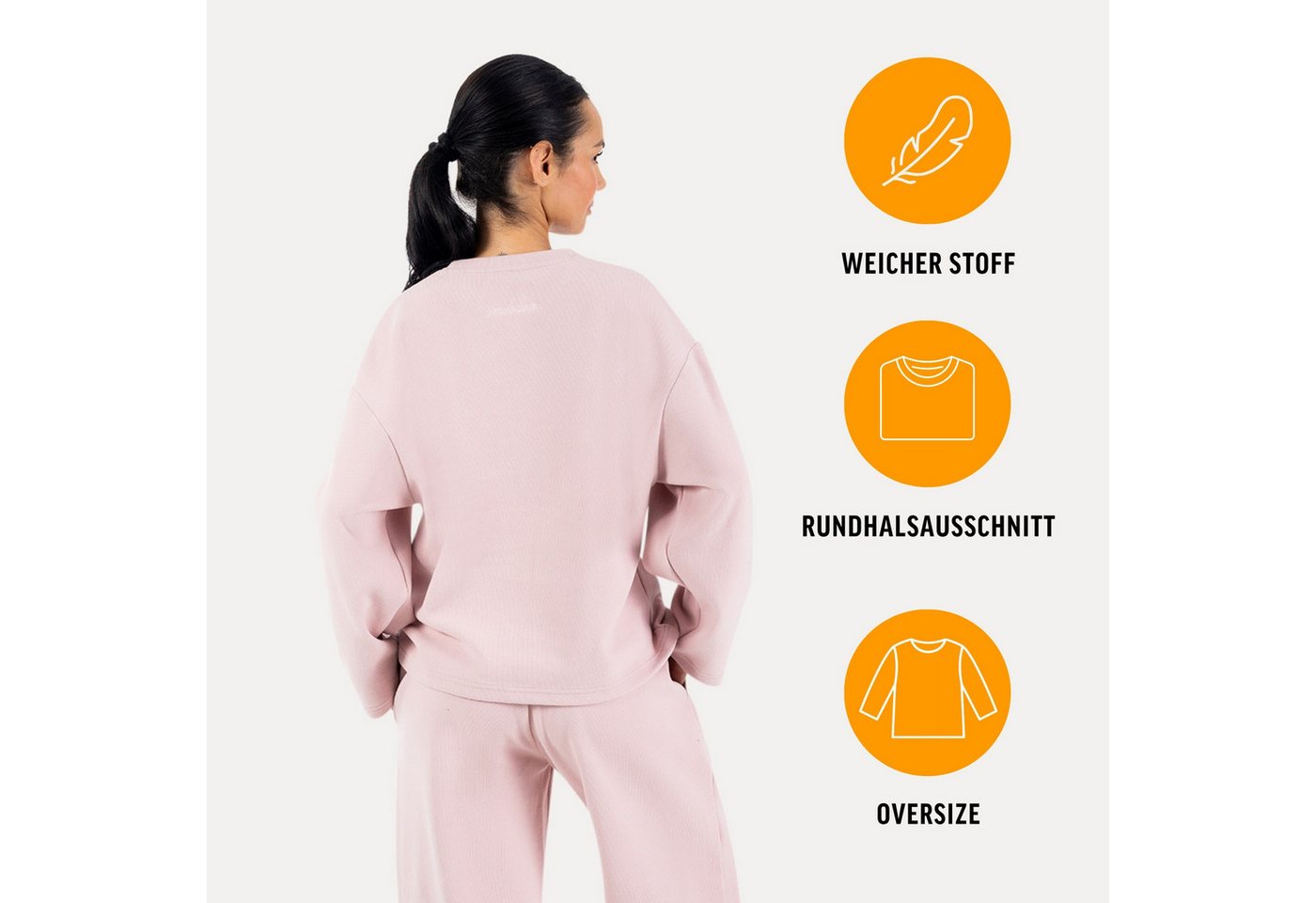 Smilodox Longsleeve Sirel, Langarmshirt Oversize Fit mit Rundhalsausschnitt, Sport Weiche Baumwolle, Lässige Silhouette, Rundhalsausschnitt, Alltag – Bild 2 von 5