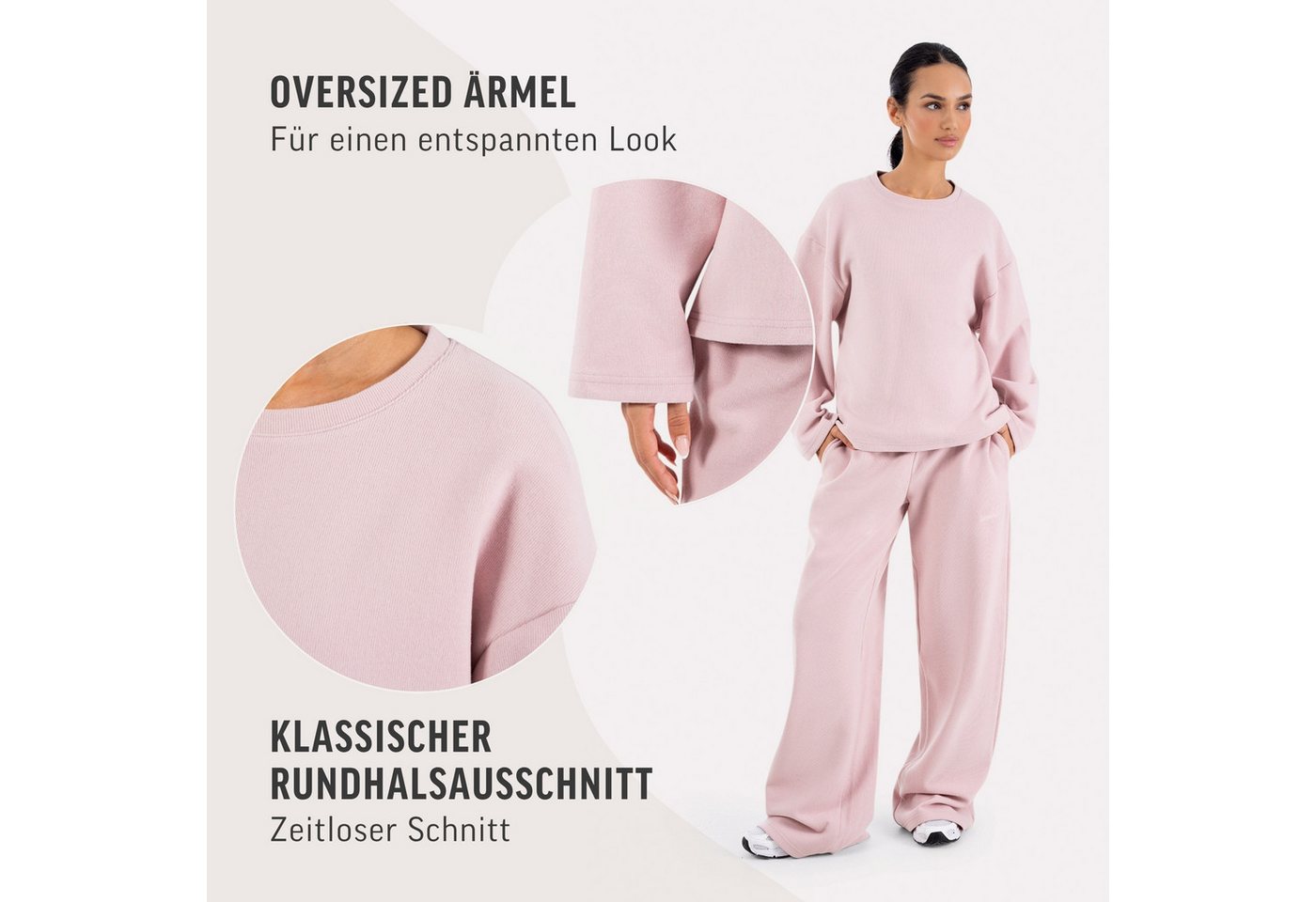 Smilodox Longsleeve Sirel, Langarmshirt Oversize Fit mit Rundhalsausschnitt, Sport Weiche Baumwolle, Lässige Silhouette, Rundhalsausschnitt, Alltag – Bild 5 von 5