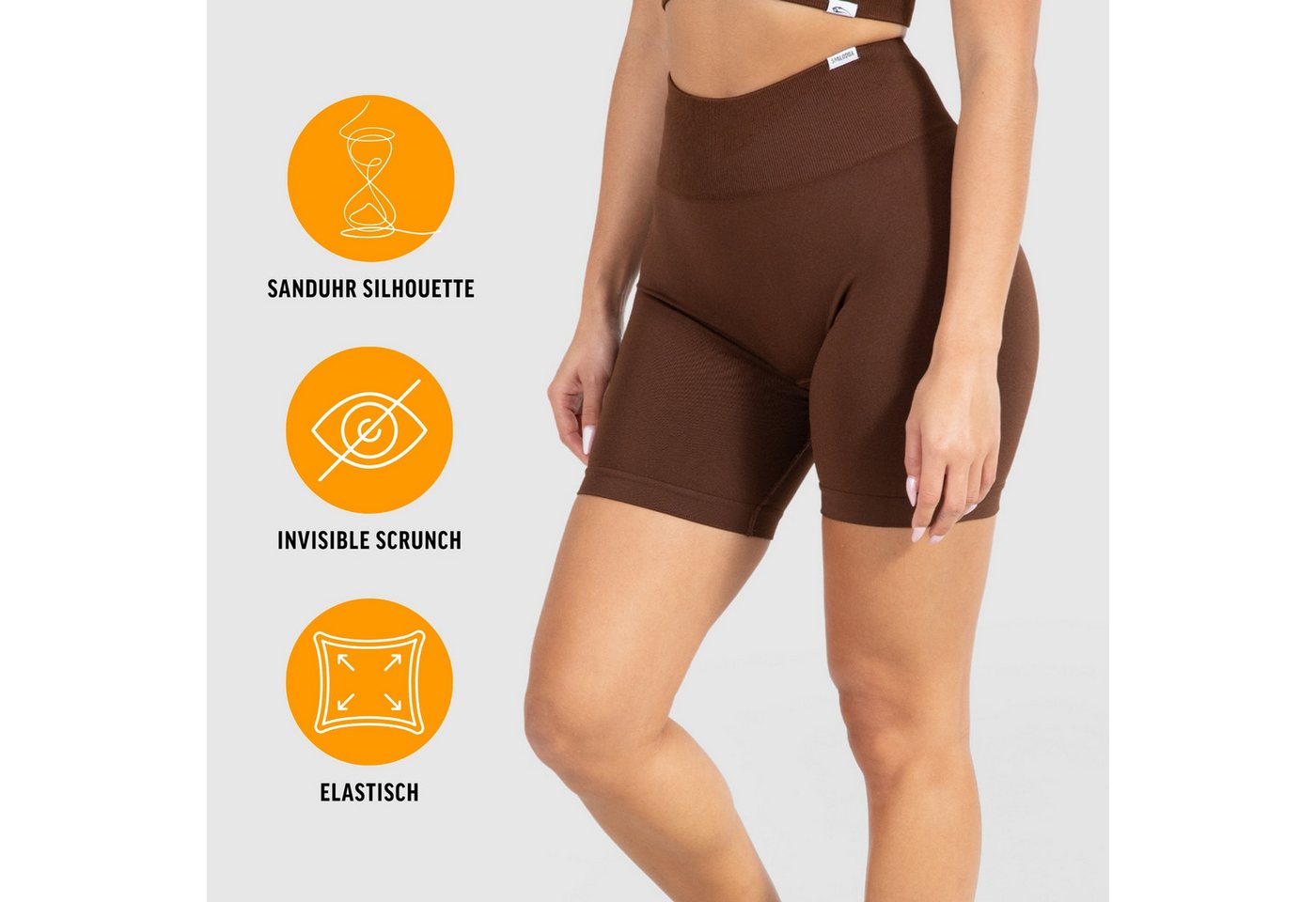 Smilodox Shorts Amaze Pro, Shaped Fit Push Up Booty Radlerhose V-Shape Seamless High Waist Hotpants Scrunch-Effekt Squatproof Gym Yoga Alltag – Bild 2 von 5