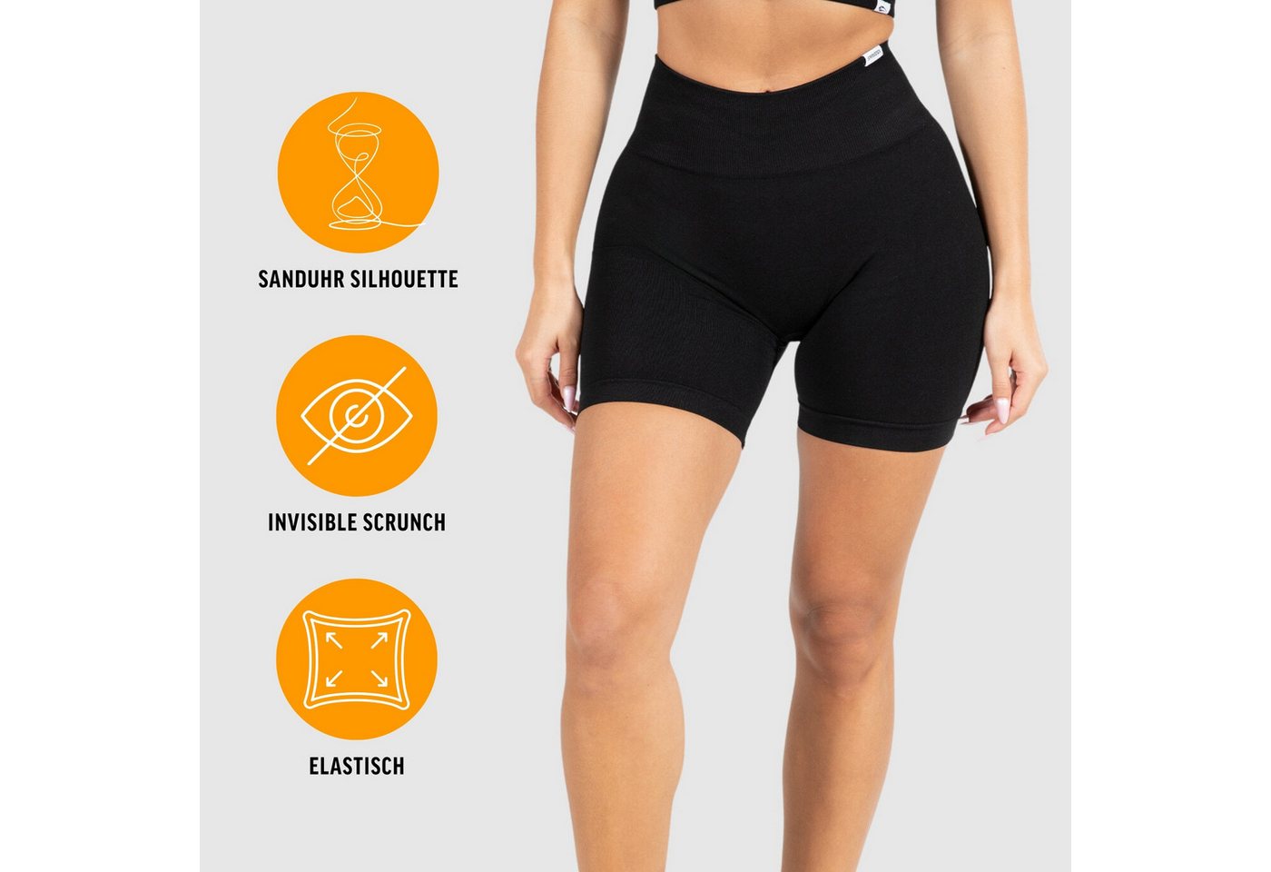 Smilodox Shorts Amaze Pro, Shaped Fit Push Up Booty Radlerhose V-Shape Seamless High Waist Hotpants Scrunch-Effekt Squatproof Gym Yoga Alltag – Bild 2 von 5