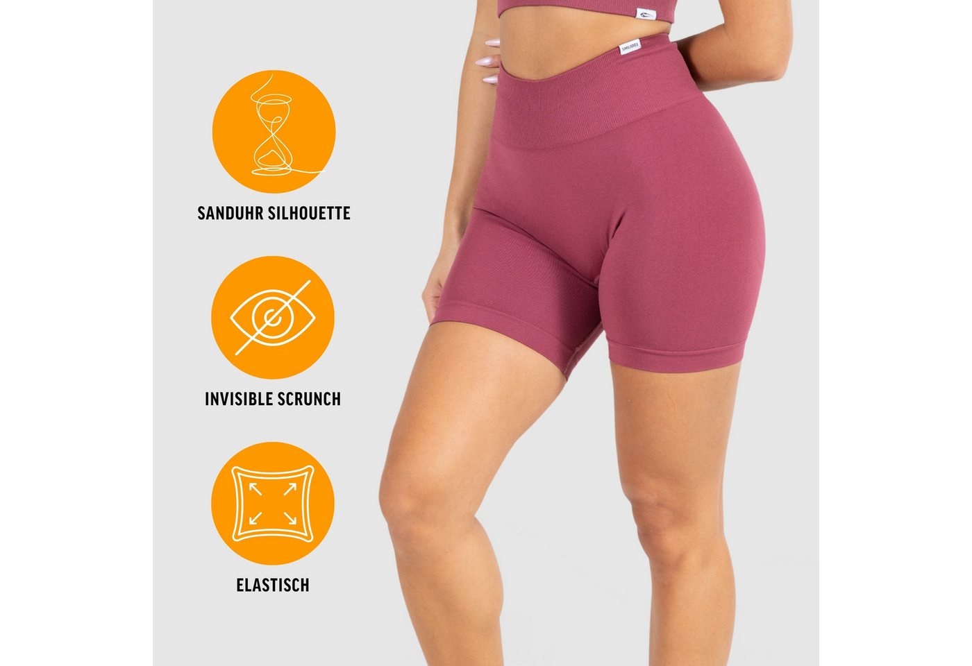 Smilodox Shorts Amaze Pro, Shaped Fit Push Up Booty Radlerhose V-Shape Seamless High Waist Hotpants Scrunch-Effekt Squatproof Gym Yoga Alltag – Bild 2 von 5