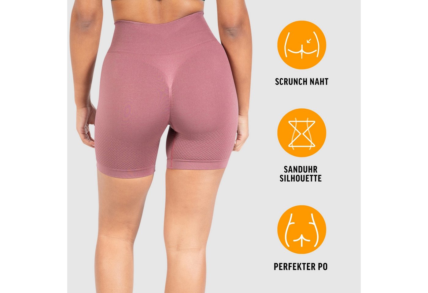 Smilodox Shorts Amaze Scrunch, Blickdichte Radlerhose mit Unsichtbarer Scrunch-Effekt High Waist Squatproof Scrunch Shorts-Leggings Seamless Sport Fitness – Bild 2 von 5