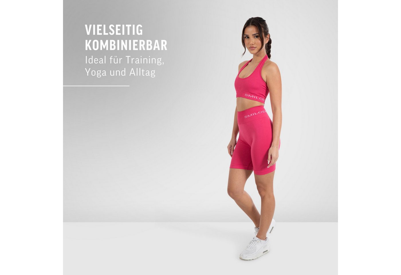 Smilodox Shorts Azura, Seamless Booty Scrunch Radlerhose mit Schriftzug Yoga & Gym Push Up High Waist Hotpants Blickdicht Shaped Fit Fitness Alltag – Bild 3 von 5