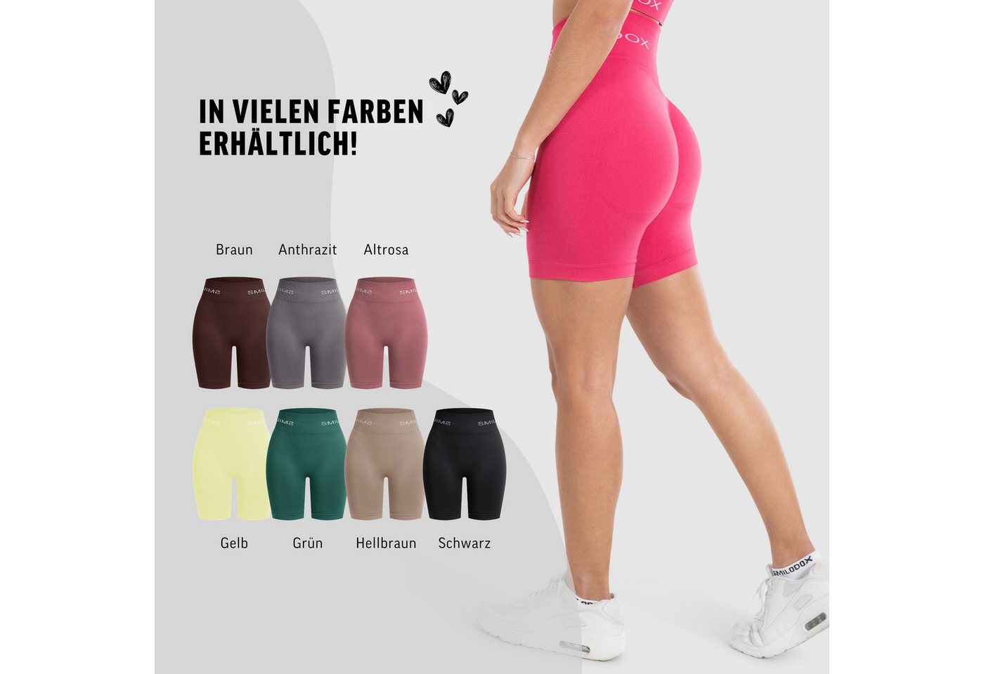 Smilodox Shorts Azura, Seamless Booty Scrunch Radlerhose mit Schriftzug Yoga & Gym Push Up High Waist Hotpants Blickdicht Shaped Fit Fitness Alltag – Bild 4 von 5