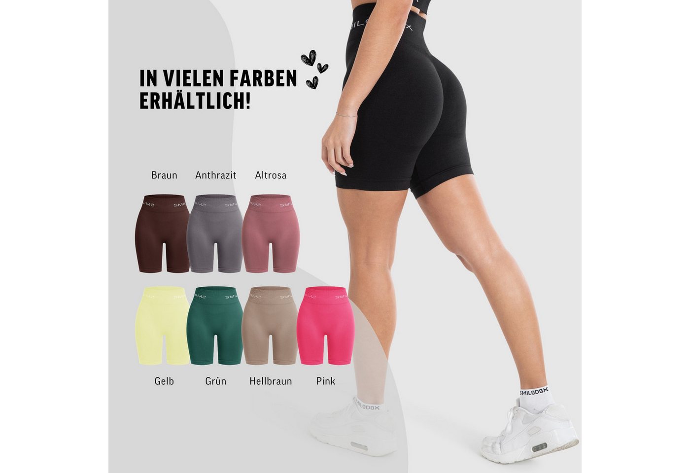 Smilodox Shorts Azura, Seamless Booty Scrunch Radlerhose mit Schriftzug Yoga & Gym Push Up High Waist Hotpants Blickdicht Shaped Fit Fitness Alltag – Bild 4 von 5