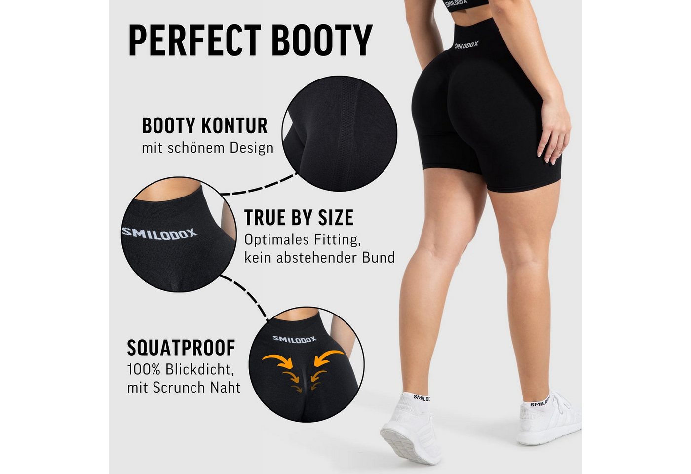 Smilodox Shorts Cetrina, High Waist Push Up Scrunch Hotpants mit hohem Bund Kurze Radlerhose Booty Scrunch Sporthose Fitness Laufen Yoga – Bild 5 von 5