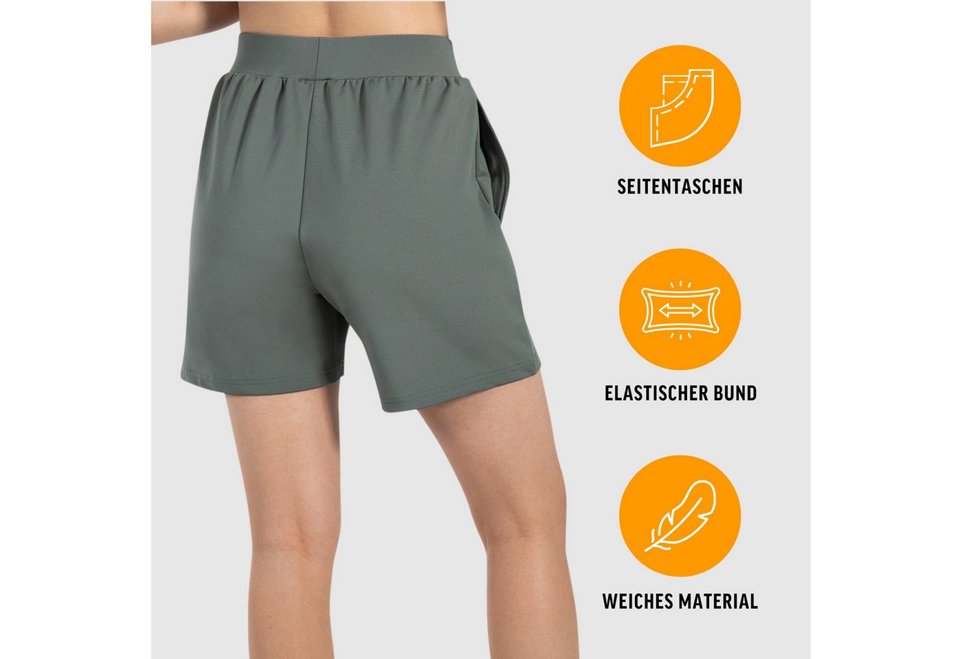 Smilodox Shorts Corry, lockere Freizeithose mit breitem Bund & Eingrifftaschen Radlerhose weiches Material, Bequeme Sommershorts, Alltag Relax – Bild 2 von 5