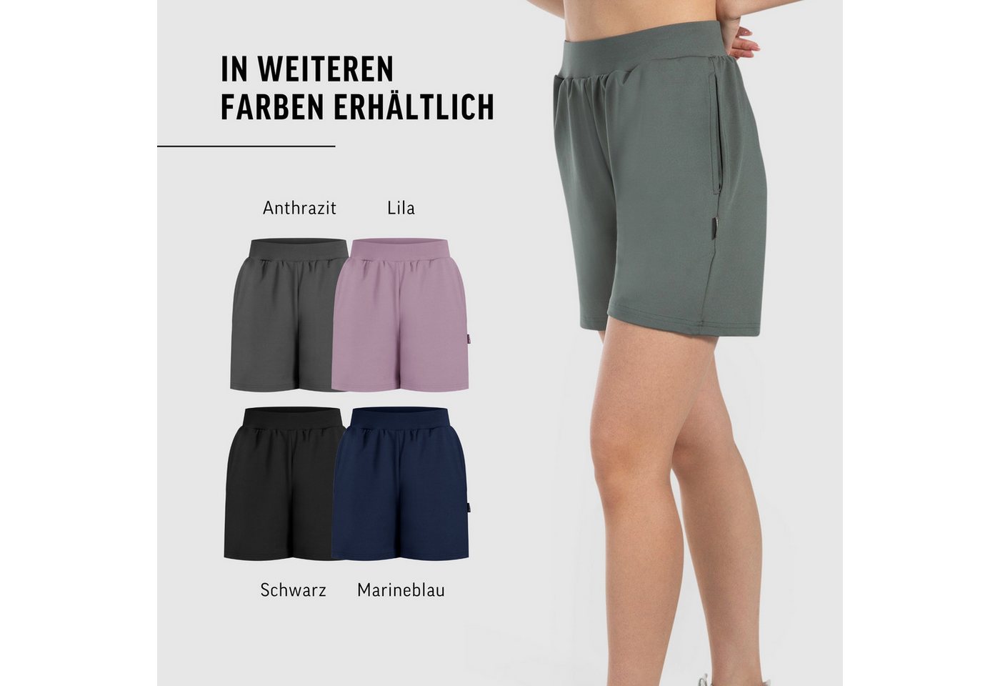 Smilodox Shorts Corry, lockere Freizeithose mit breitem Bund & Eingrifftaschen Radlerhose weiches Material, Bequeme Sommershorts, Alltag Relax – Bild 4 von 5