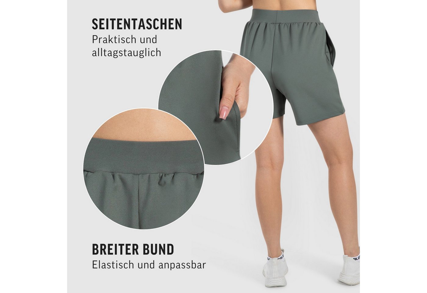 Smilodox Shorts Corry, lockere Freizeithose mit breitem Bund & Eingrifftaschen Radlerhose weiches Material, Bequeme Sommershorts, Alltag Relax – Bild 5 von 5