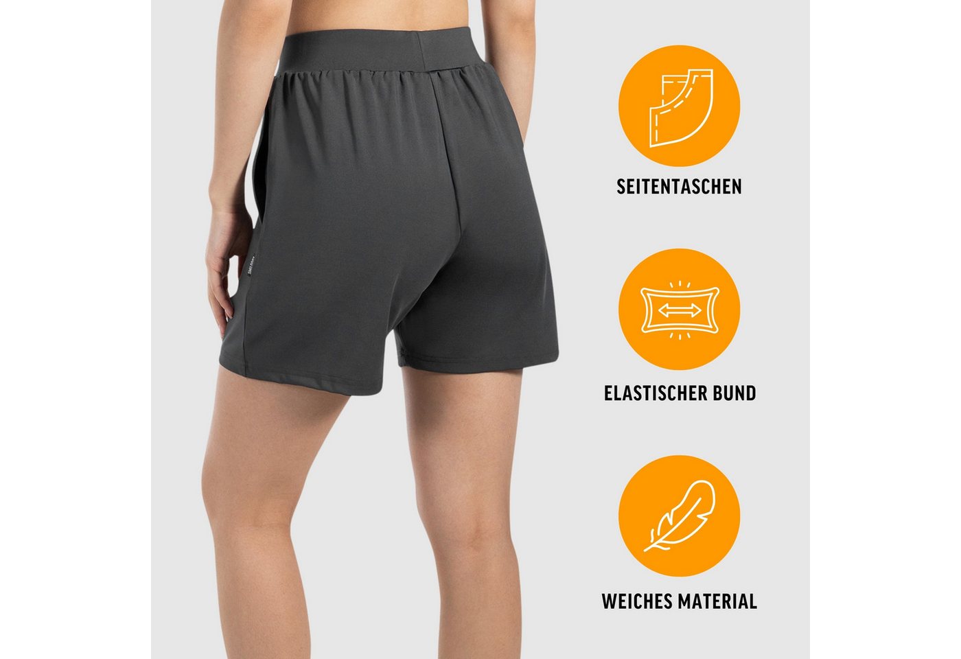 Smilodox Shorts Corry, lockere Freizeithose mit breitem Bund & Eingrifftaschen Radlerhose weiches Material, Bequeme Sommershorts, Alltag Relax – Bild 2 von 5