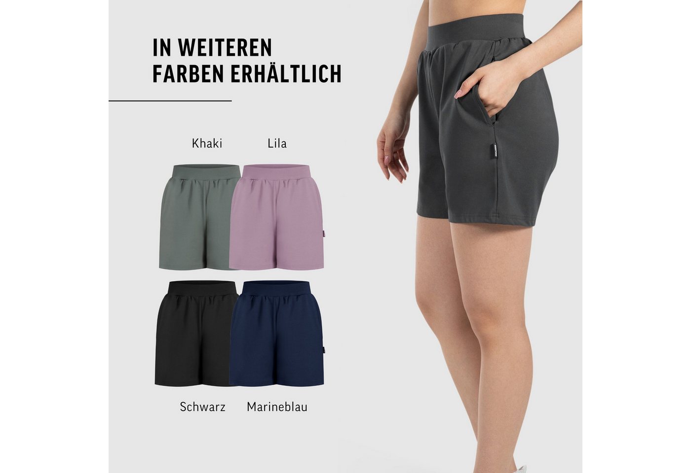 Smilodox Shorts Corry, lockere Freizeithose mit breitem Bund & Eingrifftaschen Radlerhose weiches Material, Bequeme Sommershorts, Alltag Relax – Bild 4 von 5