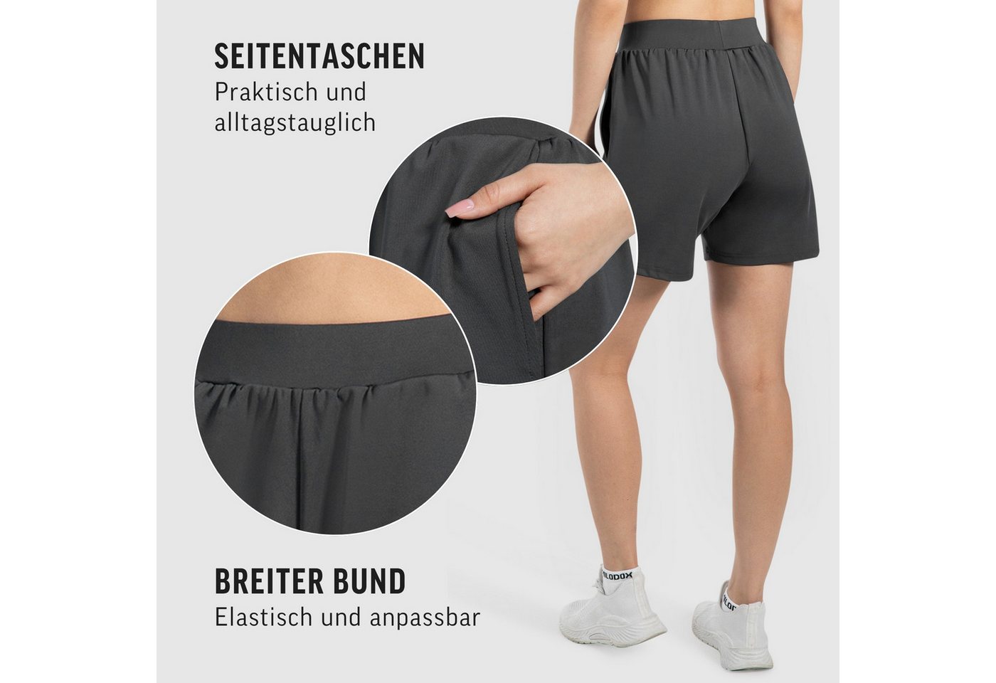 Smilodox Shorts Corry, lockere Freizeithose mit breitem Bund & Eingrifftaschen Radlerhose weiches Material, Bequeme Sommershorts, Alltag Relax – Bild 5 von 5