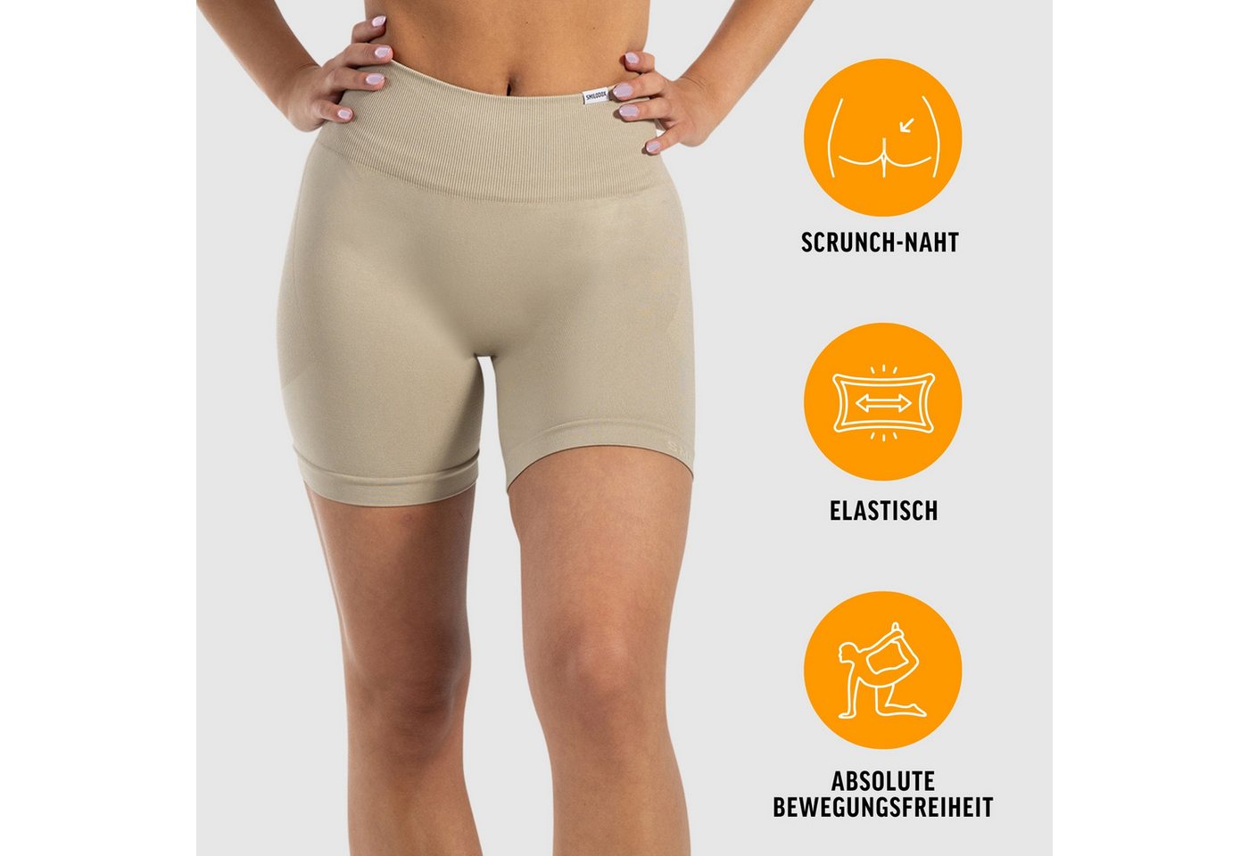 Smilodox Shorts Edina, Seamless Scrunch Sportshorts, Figurformende Po-Kontur Radlerhose Blickdicht, elastischer Bund, Sommer Workout Yoga Fitness – Bild 2 von 5