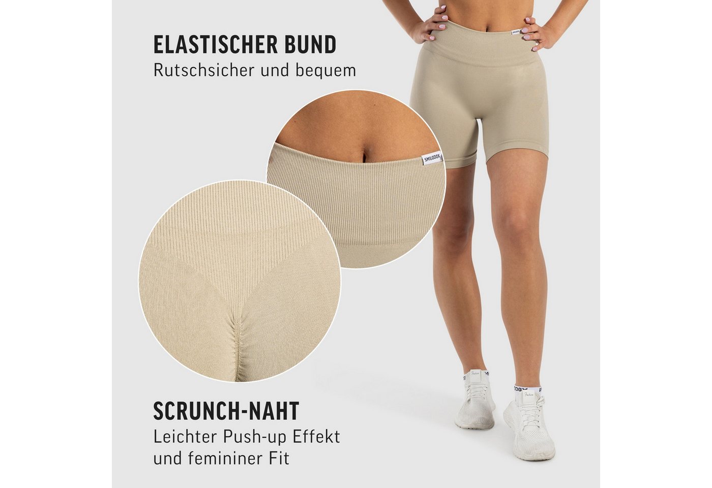 Smilodox Shorts Edina, Seamless Scrunch Sportshorts, Figurformende Po-Kontur Radlerhose Blickdicht, elastischer Bund, Sommer Workout Yoga Fitness – Bild 5 von 5