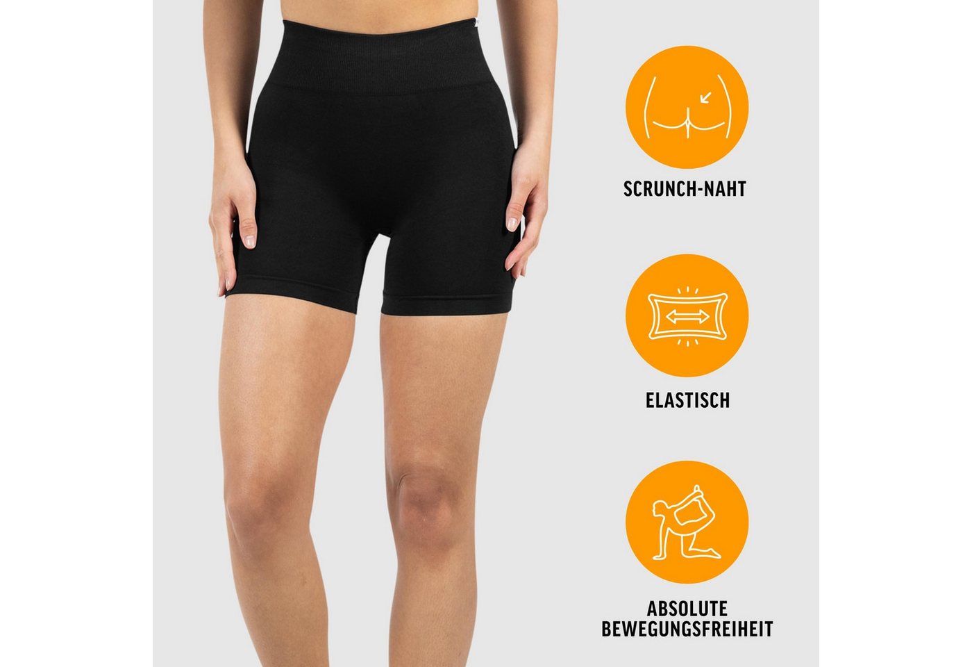 Smilodox Shorts Harly, Seamless High Waist Hotpants mit elastischem Bund Figurbetonte Passform Radlerhose Flexibles Material Training Yoga – Bild 2 von 5